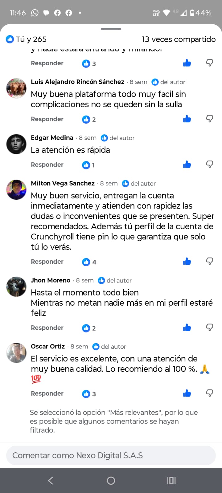 Reseña de Luis Alejandro Rincón Sánchez destacando la facilidad y rapidez del servicio.